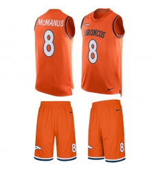 Men's Nike Denver Broncos #8 Brandon McManus Limited Orange Tank Top Suit NFL Jersey