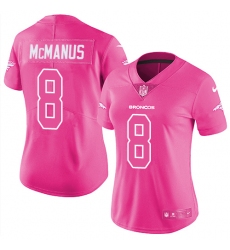 Women's Nike Denver Broncos #8 Brandon McManus Limited Pink Rush Fashion NFL Jersey