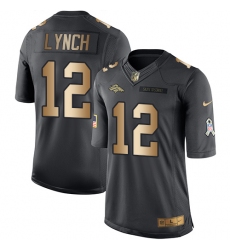 Men's Nike Denver Broncos #12 Paxton Lynch Limited Black/Gold Salute to Service NFL Jersey