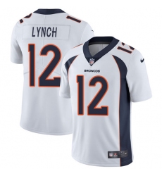 Men's Nike Denver Broncos #12 Paxton Lynch White Vapor Untouchable Limited Player NFL Jersey