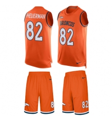 Men's Nike Denver Broncos #82 Jeff Heuerman Limited Orange Tank Top Suit NFL Jersey