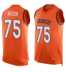 Men's Nike Denver Broncos #75 Menelik Watson Limited Orange Player Name & Number Tank Top NFL Jersey