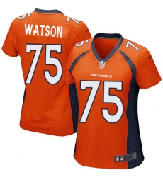 Women's Nike Denver Broncos #75 Menelik Watson Game Orange Team Color NFL Jersey