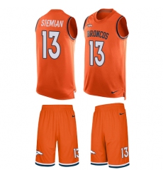 Men's Nike Denver Broncos #13 Trevor Siemian Limited Orange Tank Top Suit NFL Jersey