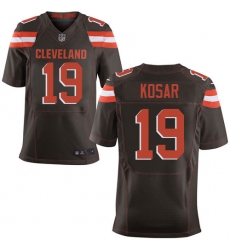 Men's Nike Cleveland Browns #19 Bernie Kosar Elite Brown Team Color NFL Jersey