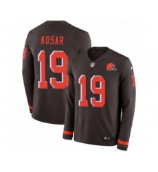 Men's Nike Cleveland Browns #19 Bernie Kosar Limited Brown Therma Long Sleeve NFL Jersey
