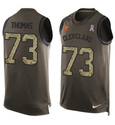Men's Nike Cleveland Browns #73 Joe Thomas Limited Green Salute to Service Tank Top NFL Jersey
