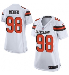 Women's Nike Cleveland Browns #98 Jamie Meder Game White NFL Jersey