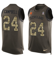 Men's Nike Cleveland Browns #24 Ibraheim Campbell Limited Green Salute to Service Tank Top NFL Jersey