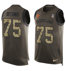 Men's Nike Cleveland Browns #75 Joel Bitonio Limited Green Salute to Service Tank Top NFL Jersey