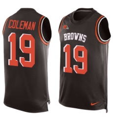 Men's Nike Cleveland Browns #19 Corey Coleman Limited Brown Player Name & Number Tank Top NFL Jersey