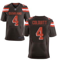 Men's Nike Cleveland Browns #4 Britton Colquitt Elite Brown Team Color NFL Jersey