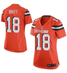 Women's Nike Cleveland Browns #18 Kenny Britt Game Orange Alternate NFL Jersey
