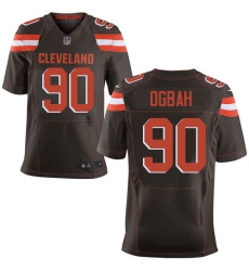 Men's Nike Cleveland Browns #90 Emmanuel Ogbah Elite Brown Team Color NFL Jersey