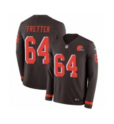 Men's Nike Cleveland Browns #64 JC Tretter Limited Brown Therma Long Sleeve NFL Jersey