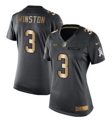 Women's Nike Tampa Bay Buccaneers #3 Jameis Winston Limited Black/Gold Salute to Service NFL Jersey