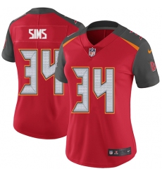 Women's Nike Tampa Bay Buccaneers #34 Charles Sims Red Team Color Vapor Untouchable Limited Player NFL Jersey