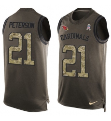 Men's Nike Arizona Cardinals #21 Patrick Peterson Limited Green Salute to Service Tank Top NFL Jersey