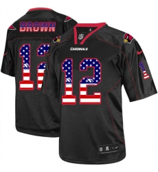 Men's Nike Arizona Cardinals #12 John Brown Elite Black USA Flag Fashion NFL Jersey