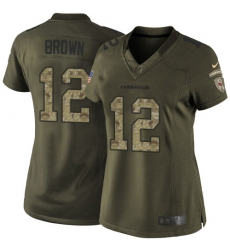 Women's Nike Arizona Cardinals #12 John Brown Elite Green Salute to Service NFL Jersey