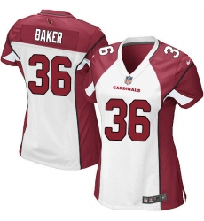 Women's Nike Arizona Cardinals #36 Budda Baker Game White NFL Jersey