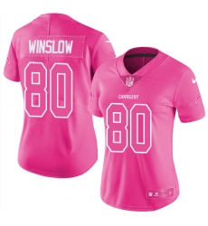 Women's Nike Los Angeles Chargers #80 Kellen Winslow Limited Pink Rush Fashion NFL Jersey