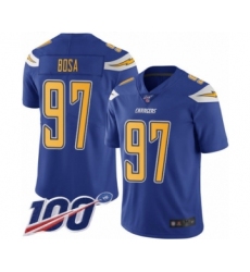 Men's Nike Los Angeles Chargers #97 Joey Bosa Limited Electric Blue Rush Vapor Untouchable 100th Season NFL Jersey Men's Nike Los Angeles Chargers #97 Joey Bosa Limited Electric Blue Rush Vapor Untouchable 100th Season NFL Jersey