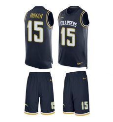 Men's Nike Los Angeles Chargers #15 Dontrelle Inman Limited Navy Blue Tank Top Suit NFL Jersey