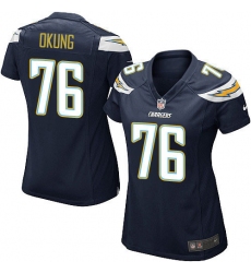 Women's Nike Los Angeles Chargers #76 Russell Okung Game Navy Blue Team Color NFL Jersey