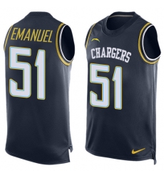 Men's Nike Los Angeles Chargers #51 Kyle Emanuel Limited Navy Blue Player Name & Number Tank Top NFL Jersey