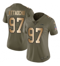 Women's Nike Los Angeles Chargers #97 Jeremiah Attaochu Limited Olive/Gold 2017 Salute to Service NFL Jersey