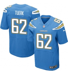 Men's Nike Los Angeles Chargers #62 Max Tuerk Elite Electric Blue Alternate NFL Jersey