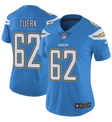 Women's Nike Los Angeles Chargers #62 Max Tuerk Electric Blue Alternate Vapor Untouchable Limited Player NFL Jersey