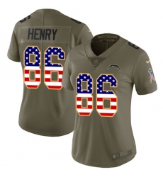 Women's Nike Los Angeles Chargers #86 Hunter Henry Limited Olive/USA Flag 2017 Salute to Service NFL Jersey