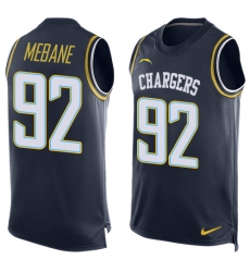Men's Nike Los Angeles Chargers #92 Brandon Mebane Limited Navy Blue Player Name & Number Tank Top NFL Jersey