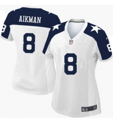 Women's Nike Dallas Cowboys #8 Troy Aikman Elite White Throwback Alternate NFL Jersey