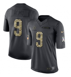 Men's Nike Dallas Cowboys #9 Tony Romo Limited Black 2016 Salute to Service NFL Jersey