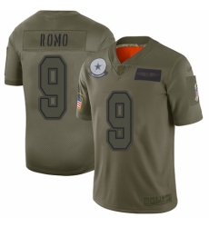 Youth Dallas Cowboys #9 Tony Romo Limited Camo 2019 Salute to Service Football Jersey
