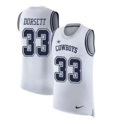Men's Nike Dallas Cowboys #33 Tony Dorsett Limited White Rush Player Name & Number Tank Top NFL Jersey