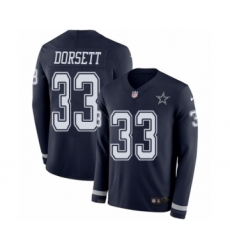 Youth Nike Dallas Cowboys #33 Tony Dorsett Limited Navy Blue Therma Long Sleeve NFL Jersey