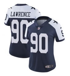 Women's Nike Dallas Cowboys #90 Demarcus Lawrence Elite Navy Blue Throwback Alternate NFL Jersey