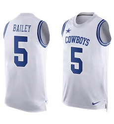 Men's Nike Dallas Cowboys #5 Dan Bailey Limited White Player Name & Number Tank Top NFL Jersey