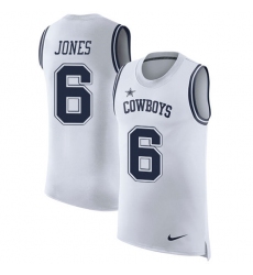 Men's Nike Dallas Cowboys #6 Chris Jones Limited White Rush Player Name & Number Tank Top NFL Jersey