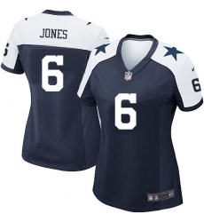 Women's Nike Dallas Cowboys #6 Chris Jones Game Navy Blue Throwback Alternate NFL Jersey