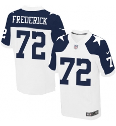 Men's Nike Dallas Cowboys #72 Travis Frederick Elite White Throwback Alternate NFL Jersey