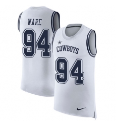 Men's Nike Dallas Cowboys #94 DeMarcus Ware Limited White Rush Player Name & Number Tank Top NFL Jersey