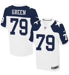 Men's Nike Dallas Cowboys #79 Chaz Green Elite White Throwback Alternate NFL Jersey