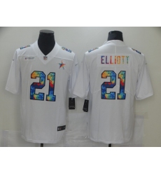 Men's Dallas Cowboys #21 Ezekiel Elliott White Rainbow Version Nike Limited Jersey