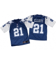 Men's Nike Dallas Cowboys #21 Ezekiel Elliott Elite Navy/White Throwback NFL Jersey