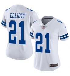 Women's Nike Dallas Cowboys #21 Ezekiel Elliott Elite White NFL Jersey